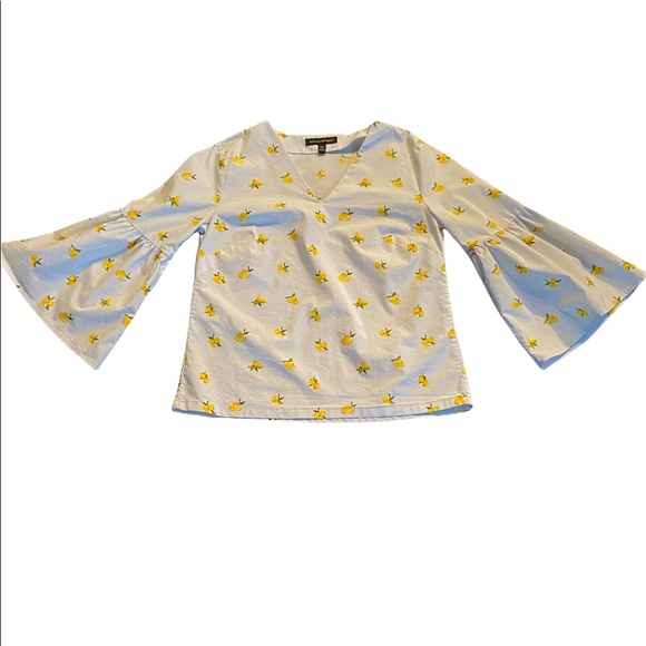 Banana Republic boho blouse with lemon print, vneck and bell slee… - Picture 5 of 12